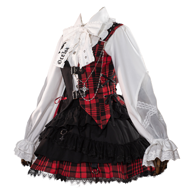 Kalila - Punk Lolita Dress Set Plaid Shorts Set - image 13