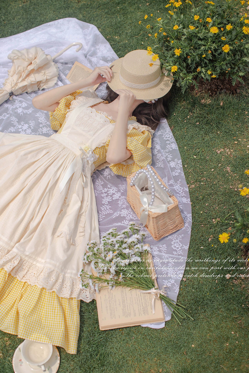 Belle - Yellow Lolita OP Dress Set with Apron - image 19
