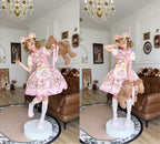Bear Biscuit SP - Kawaii Lolita Bear Printed Dress Set with Bows - image 44