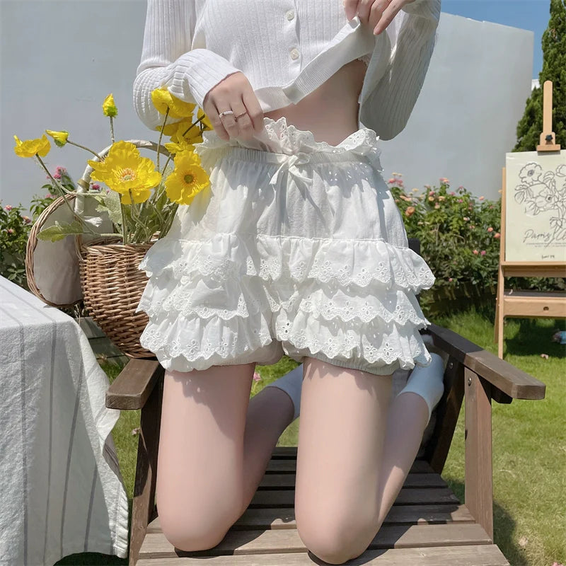 Cotton Lolita Bloomers, Tiered Hem Cake Shorts - image 14