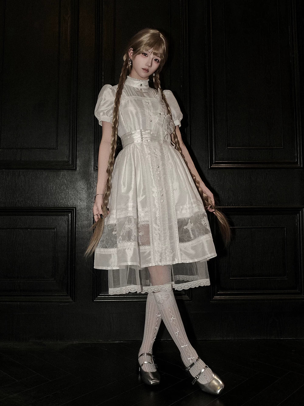Ghost Orchid - Gothic Lolita OP Dress, Embroidered Cross - image 26