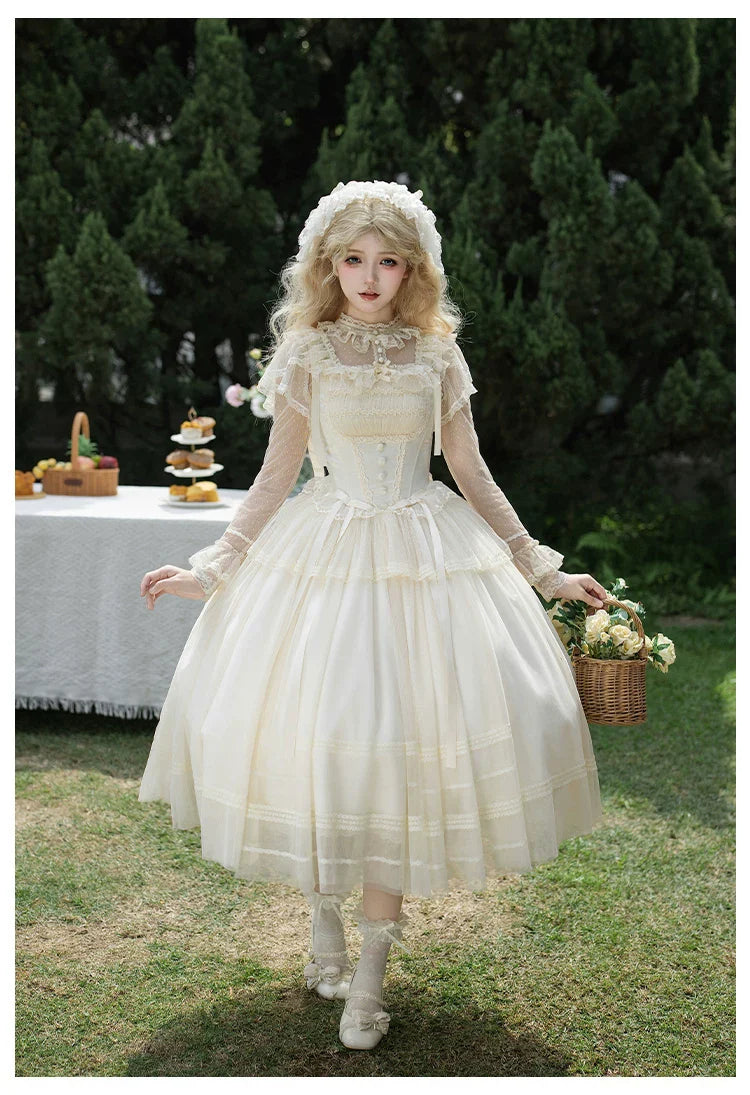 Confession Poem - Classic Lolita Corset JSK Set, Lace & Bows - image 26