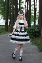 Mirror Doll - Old School Lolita Tiered Hem JSK with Polka Dot Lace and Accessories - image 24