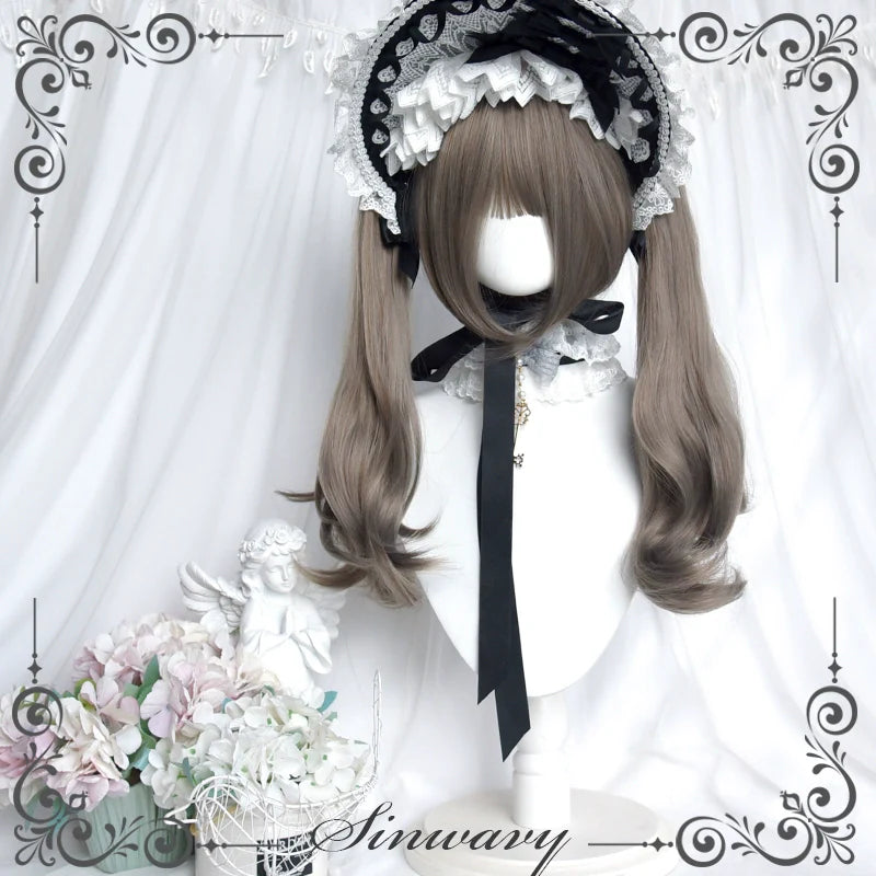 Light Gothic Lolita Wig, Green-Toned Ash Grey - image 2