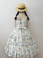 Meow Wreath - Classic Lolita Button Closure JSK Dress, Cat and Wreath Print - image 9