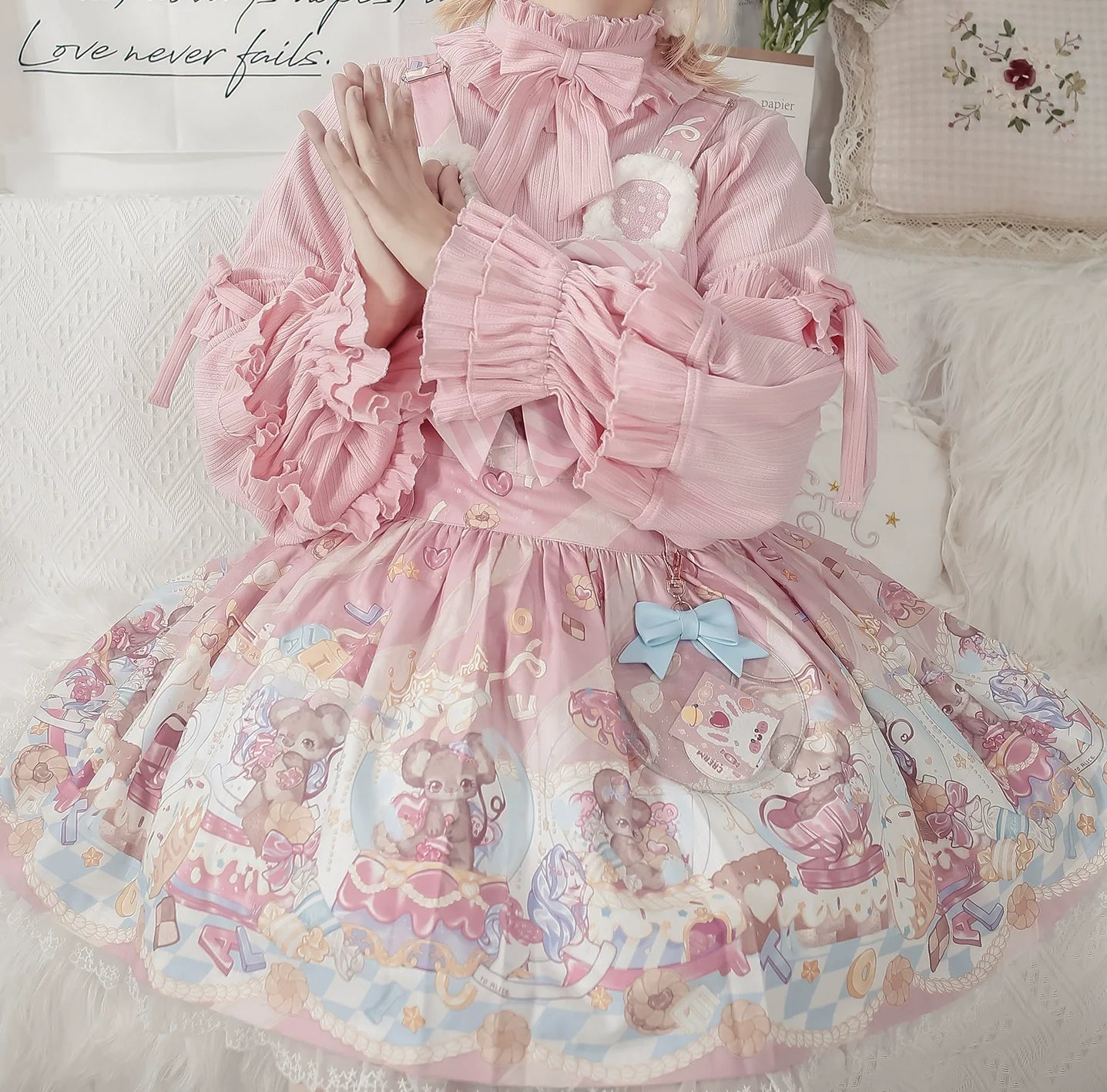 First Snow - Sweet Lolita Sweater Winter Puff Sleeve Knitting Innerwear - image 14