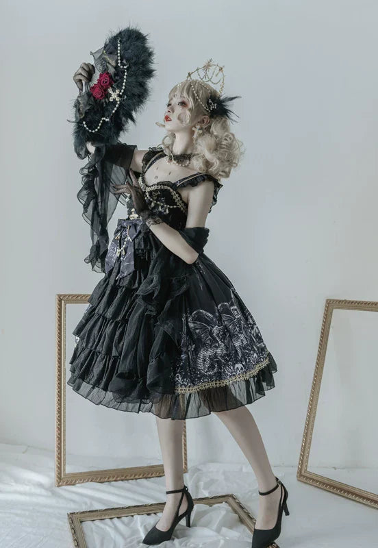 Dragon Witch - Printed Gothic Lolita JSK Dress, Front Opening - image 8