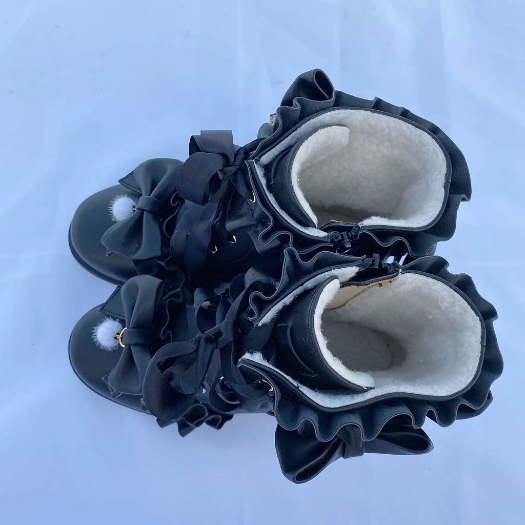 Enthusiastic Ideation - Elegant Lolita Shoes Fleeced Short Martin Boots - image 39