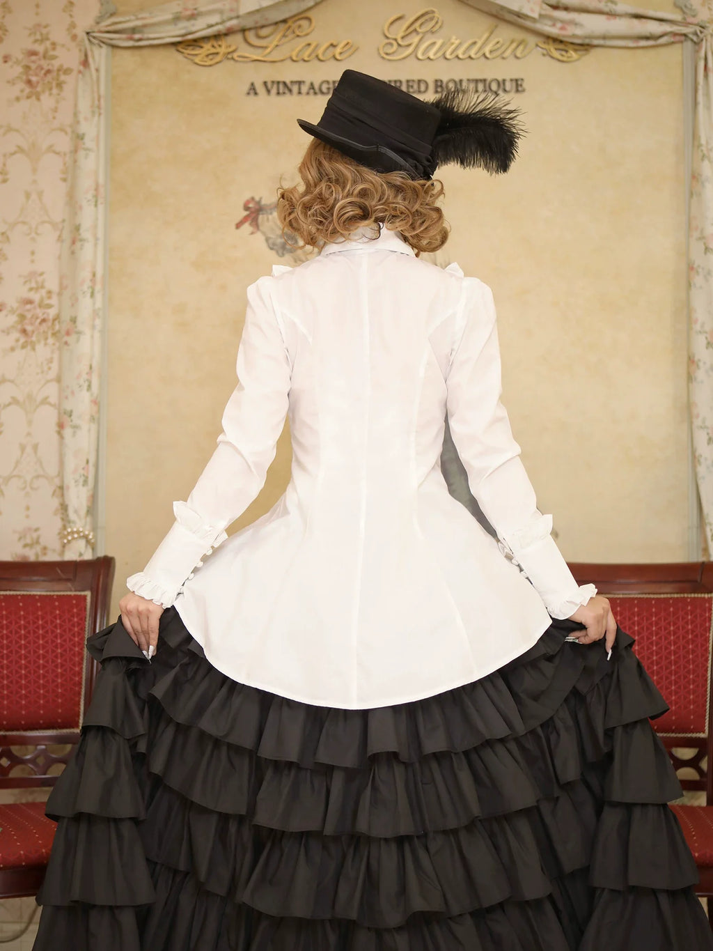 Gothic Tailed-Hem Blouse and Multi-Layer Lolita Skirt Set - image 6
