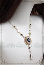 Classic Lolita Necklace & Earrings, Artificial Pearl Rhinestone - image 4