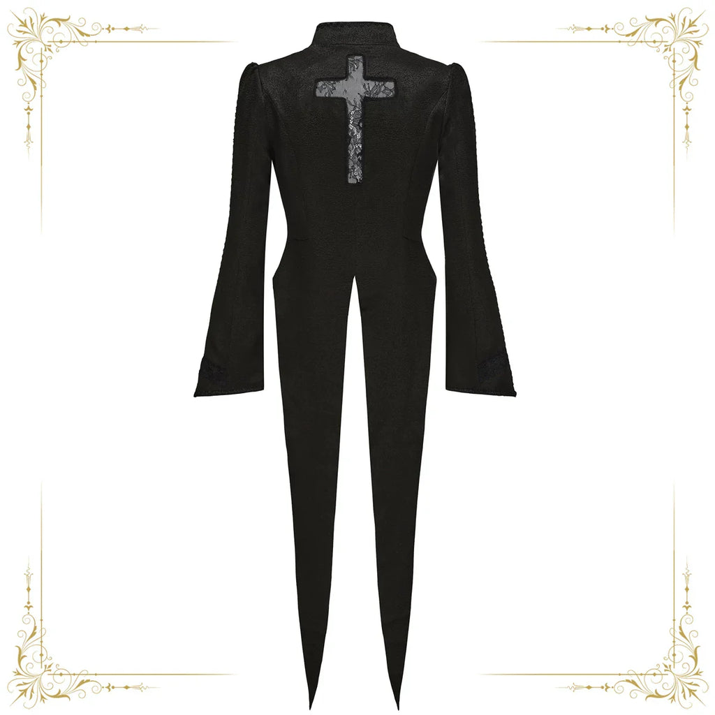 Immortal Murky Portrait - Ouji Lolita Long Swallowtail Black Coat - image 2