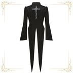 Immortal Murky Portrait - Ouji Lolita Long Swallowtail Black Coat - image 2