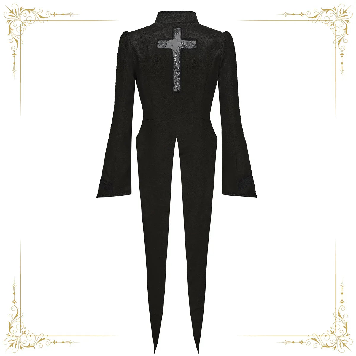 Immortal Murky Portrait - Ouji Lolita Long Swallowtail Black Coat - image 2