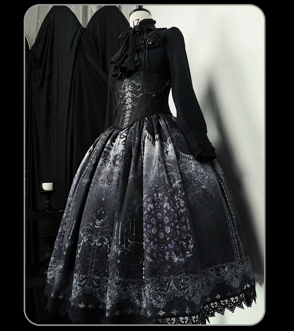 Bone-Eroded Butterfly - Gothic Lolita JSK & SK Set - image 40