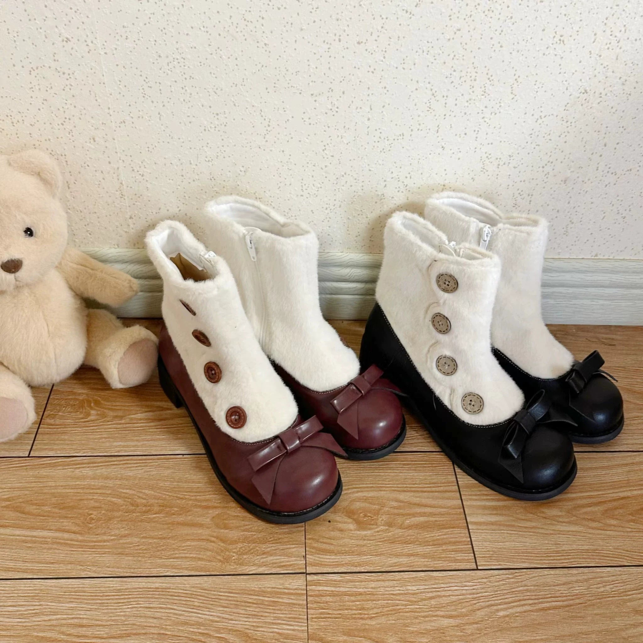 Winter Lolita Boots Fur Mary Jane Lolita Low Heel Shoes - image 5