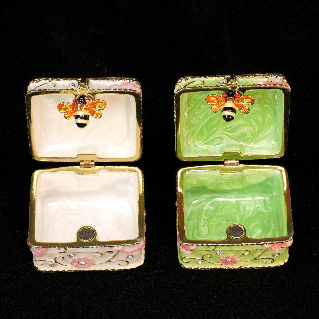 Treasure Chest Bee - Enamel Ring Jewelry Box - image 9