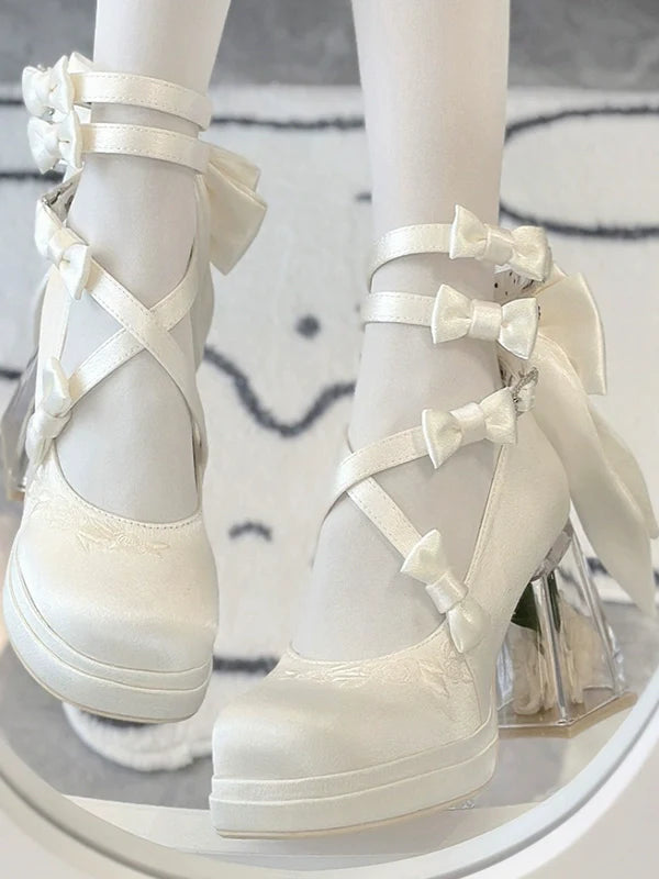 Glass Floral House - Elegant Lolita Shoes, Transparent Heels with 3D Floral - image 6