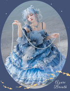 Blue Breath Jellyfish - Classic Lolita JSK Dress, Side Zipper - image 11