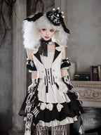 Black Candy Cane Stripe Circus Gothic Lolita Vest Skirt Full Set - image 4