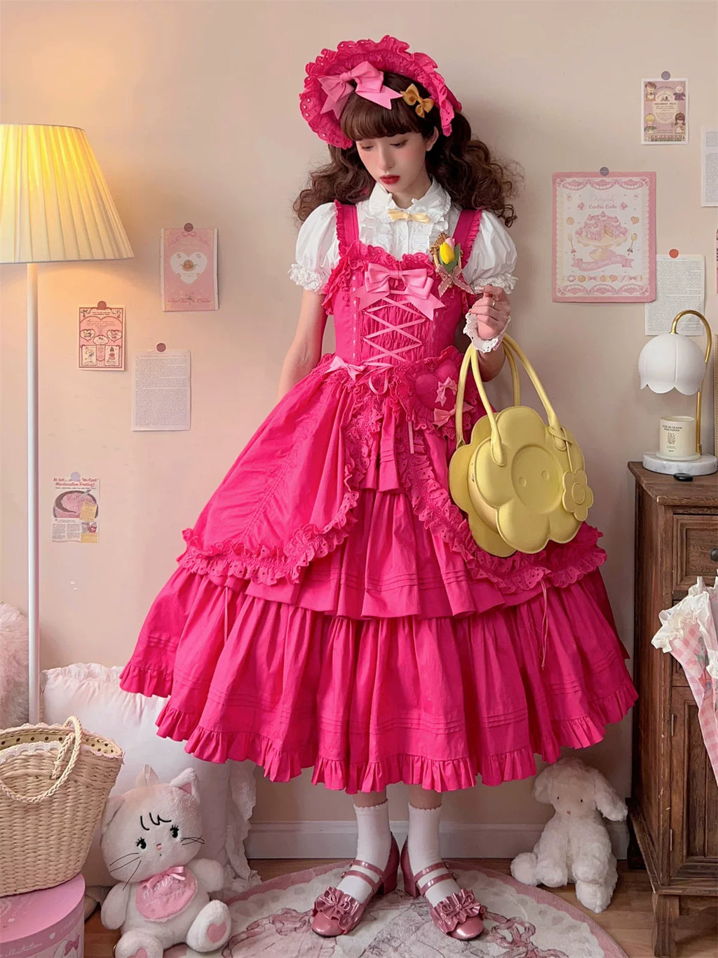 Cotton Gothic Lolita Long JSK, Drawn-up Hem - image 36