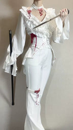 Blue Moon Bone Erosion - Gothic Lolita Waist Cincher, Bat Wing Hem - image 2