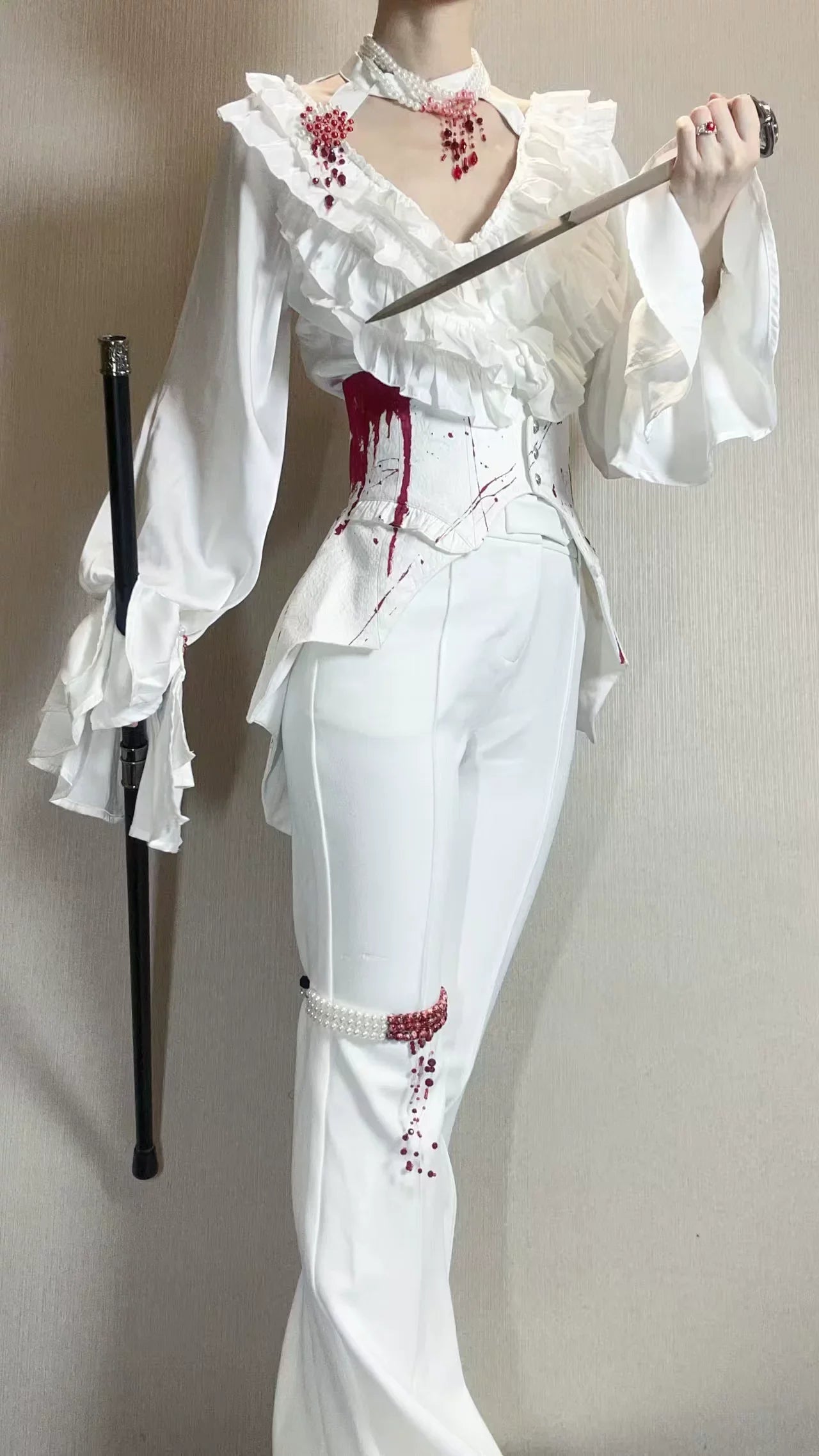 Blue Moon Bone Erosion - Gothic Lolita Waist Cincher, Bat Wing Hem - image 2