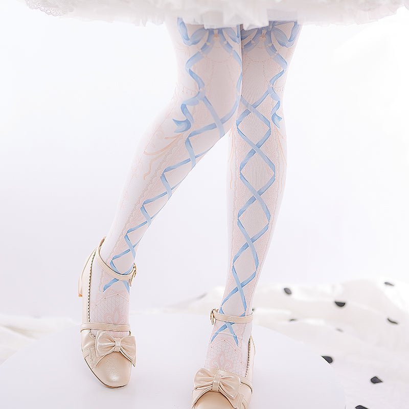 120D Velvet Sweet Lolita Printed Tights - image 3