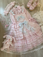 Spring Awakening - Sweet Lolita JSK and Princess-Sleeved Shirt with Lace Detail and Accessories - image 14