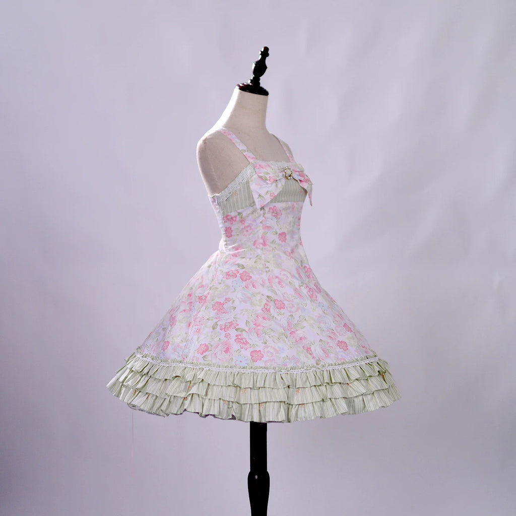 Rose Spring Romance Pink Green Floral Classic Lolita JSK Dress - image 7