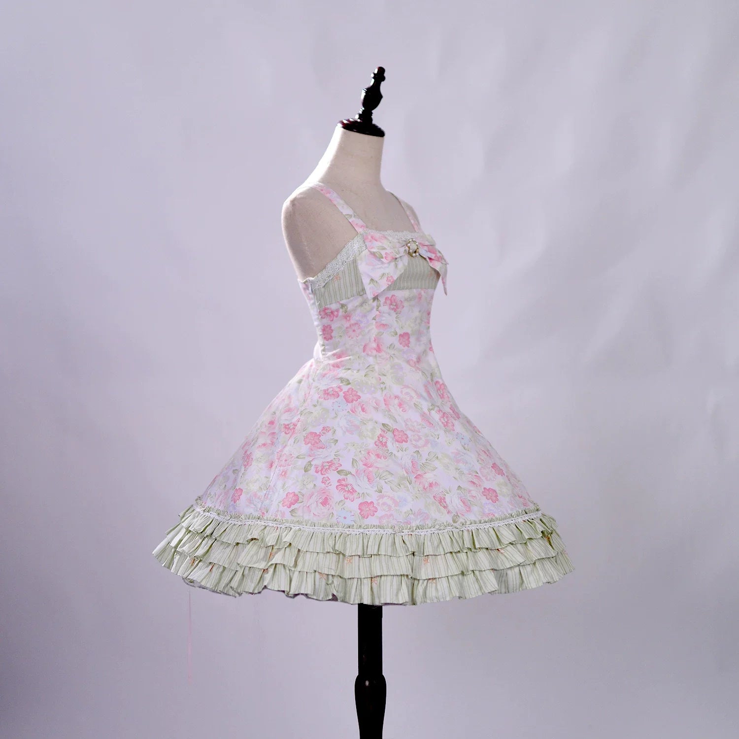 Rose Spring Romance Pink Green Floral Classic Lolita JSK Dress - image 7