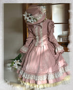 Embroidered Classic Lolita OP Dress, Lace Trim Shirt and Accessories - image 2