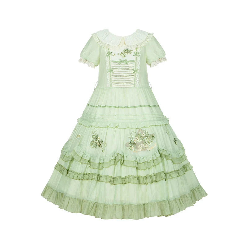 Green Grape - Embroidered Country Lolita OP Dress, Tiered JSK and Accessories - image 31