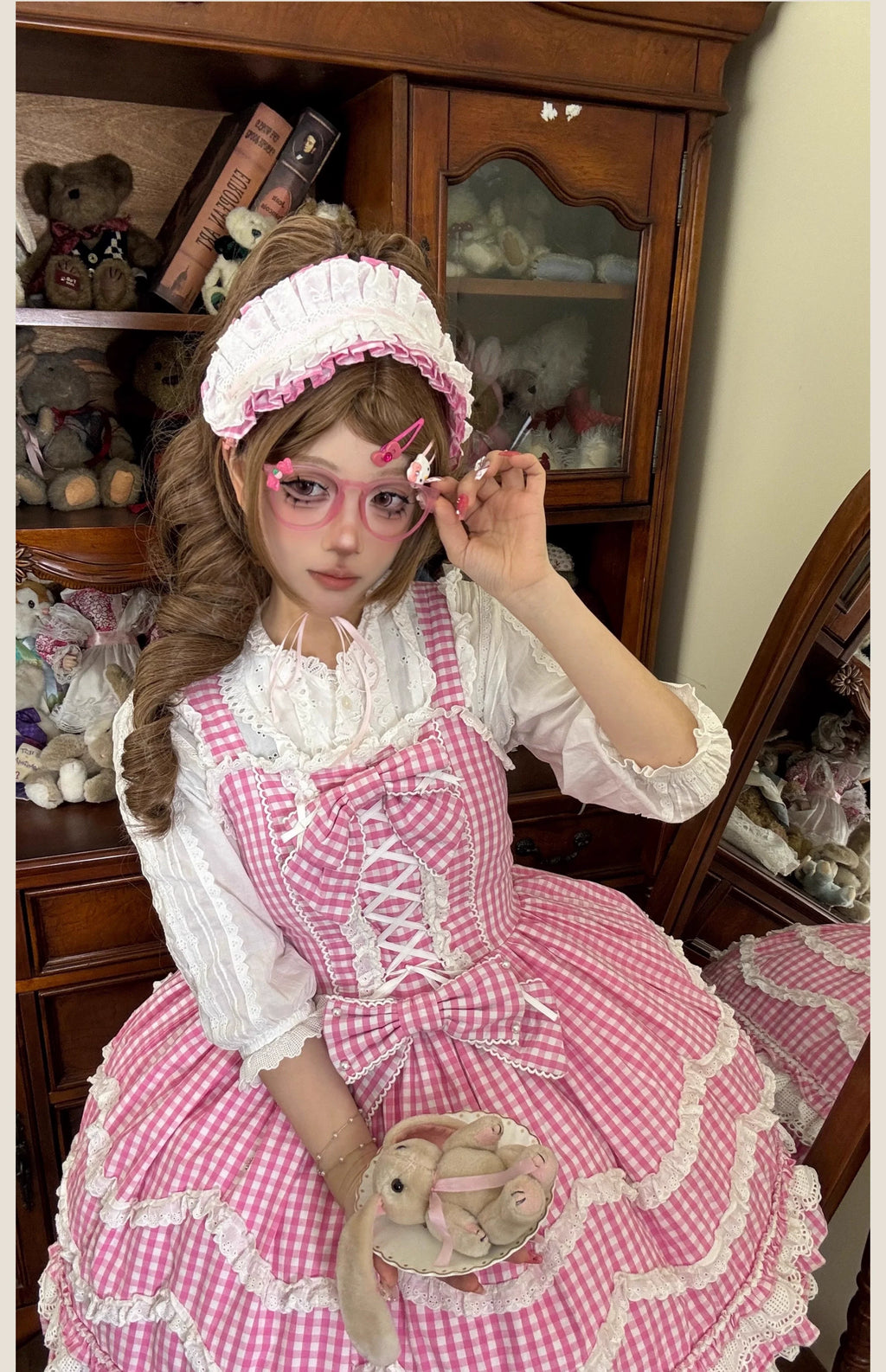 Plaid Baileys - Pink Plaid Old School Lolita JSK Dress - image 24