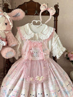 Meow Pompom - Sweet Lolita Salopette Dress Suit, Cat Print - image 20