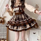 Caramel Cocoa - Sweet Lolita JSK Plaid Design Autumn and Winter Dress - image 7