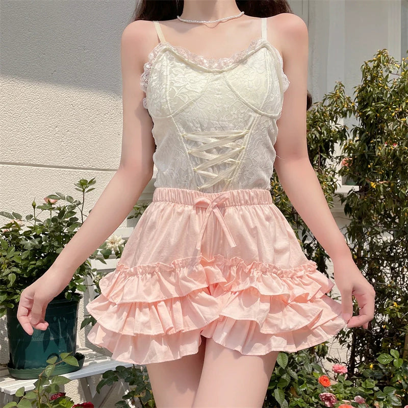 Daily Lolita Bloomers Anti-Exposure Pink Ruffle Safety Shorts - image 3