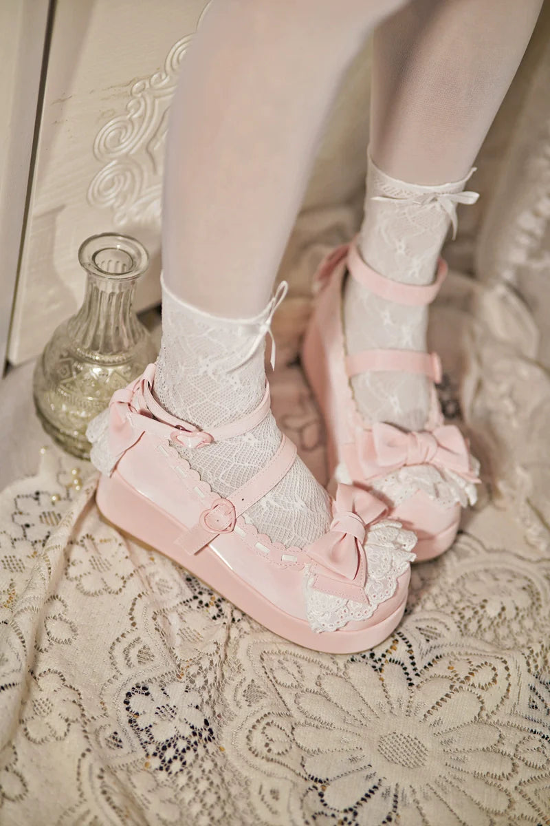 Milky Puff - Sweet Lolita Heels Shoes, Round Toe With Petite Wedge - image 7