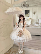 Snow Feather - Wedding Sweet Lolita JSK Dress, Multi-layered Lace Skirt - image 6
