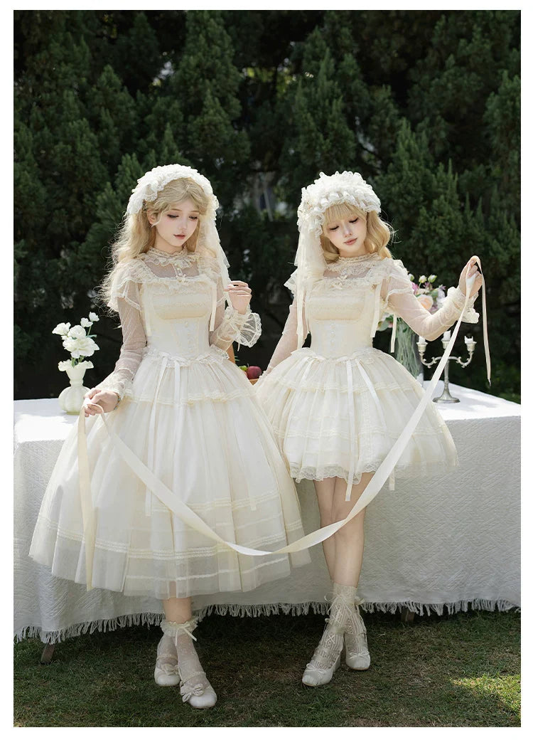 Confession Poem - Classic Lolita Corset JSK Set, Lace & Bows - image 6
