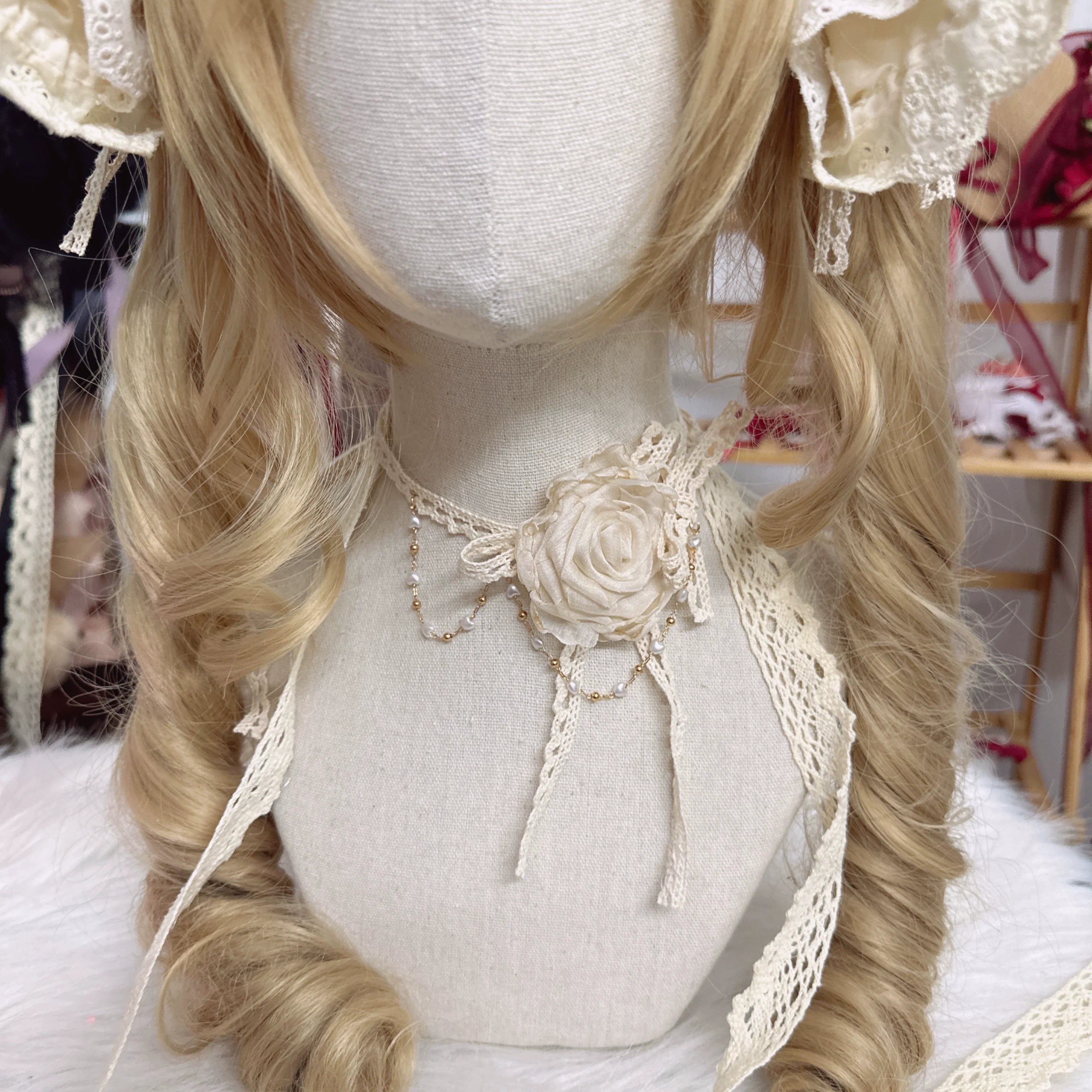 Elegant Lolita Rose Choker Handmade Headdress Set Multicolors - image 9
