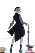 Black and Blue Retro Ouji Lolita Shirt with Mutton Sleeves - image 16