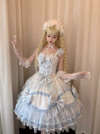 Floral Dream Isle - Sweet Lolita Doll-like JSK Dress, Bows & Lace - image 24