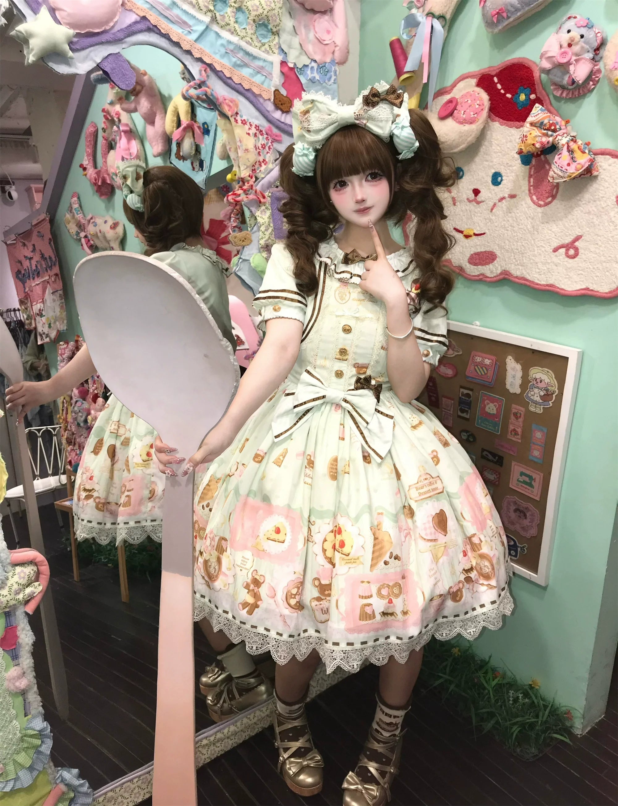 Dream Teahouse - Dessert Print Kawaii Lolita OP Dress Suit - image 13