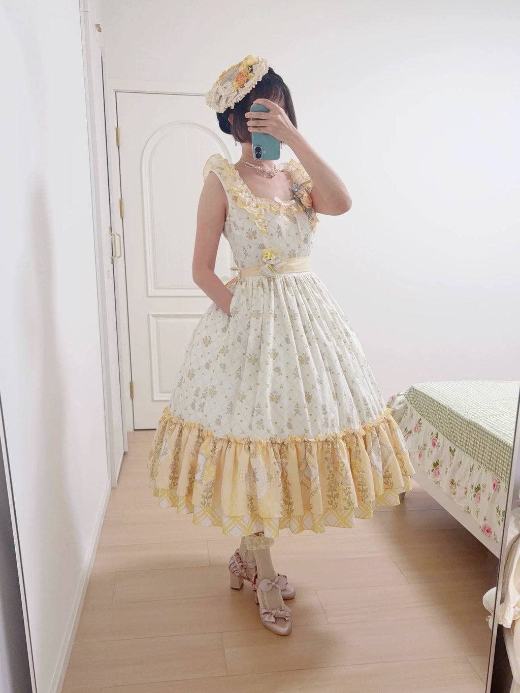 Patchwork Garden 2.0 - Classic Lolita Floral Print JSK Dress, Side Pockets - image 14