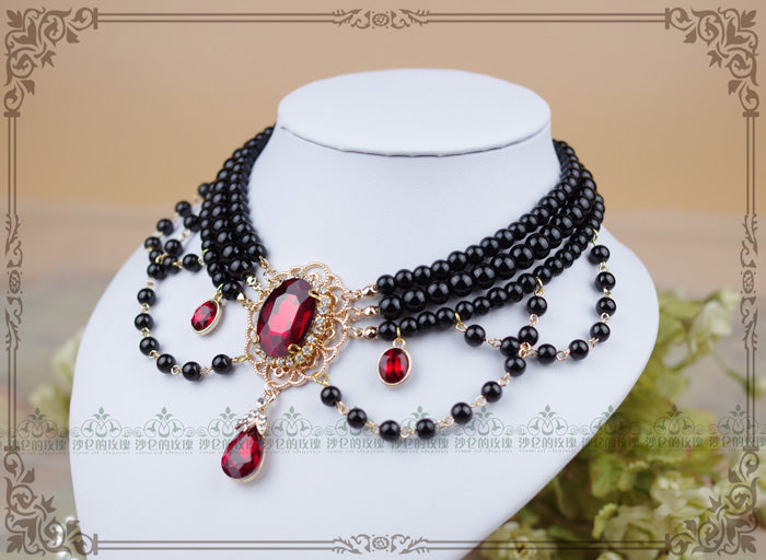 Lolita Pearl Necklace, Gemstone Pendant and Matching Ring Collection - image 13