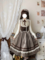Chestnut Autumn - Plaid Classic Lolita JSK, Bust Supporting and Accessories - image 1