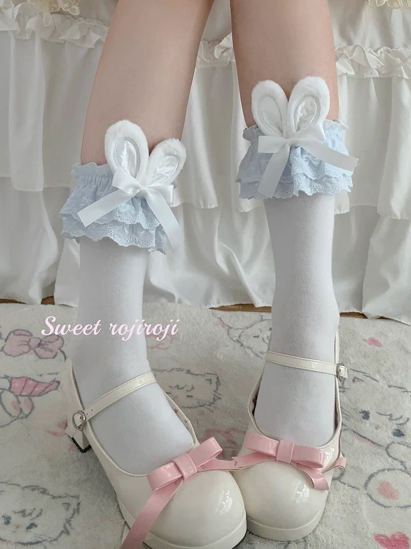 Easter Rabbit Ear Bow Mid-Calf Lolita Socks - image 12