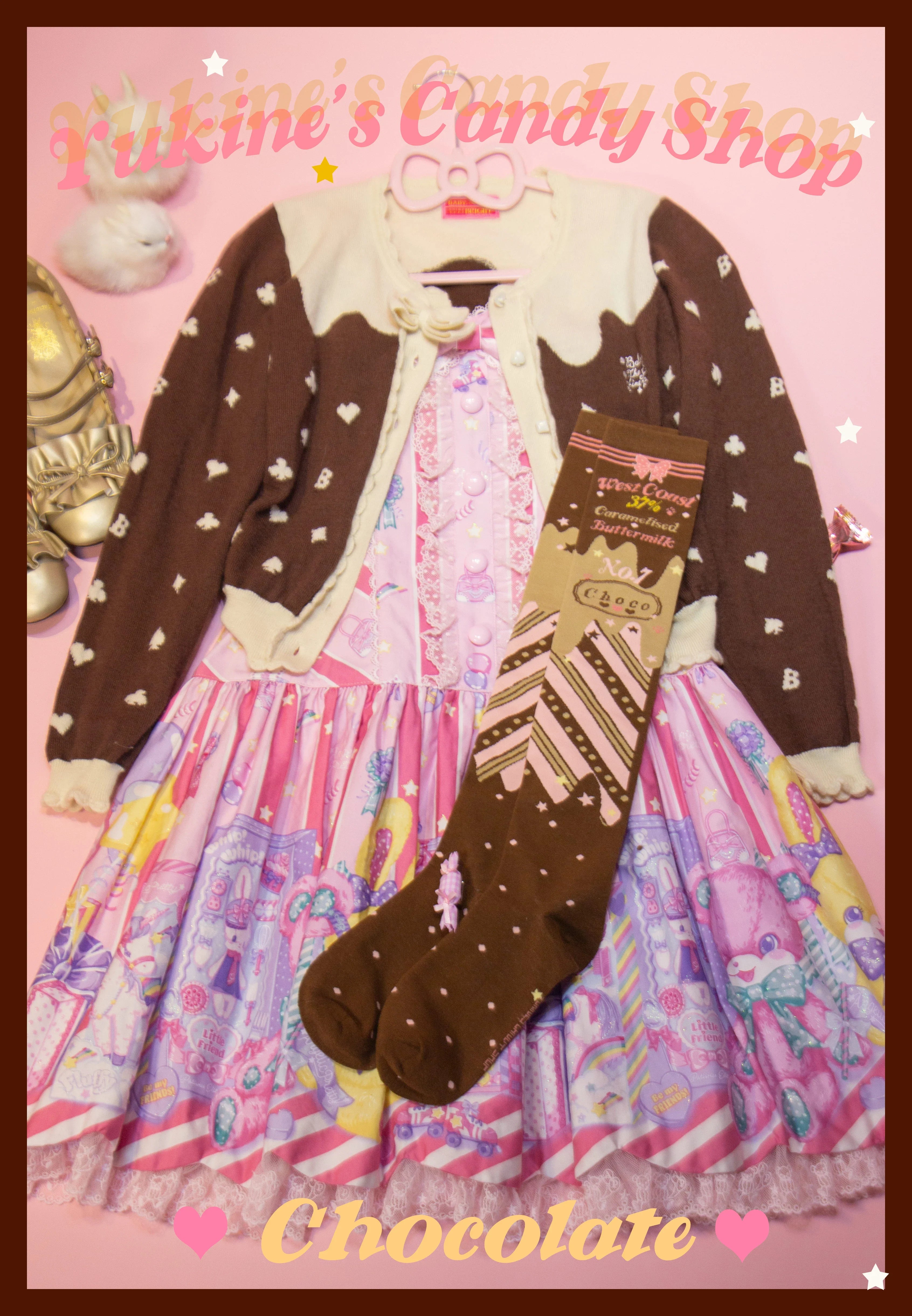 Kawaii Lolita Chocolate Color Cotton Socks - image 46