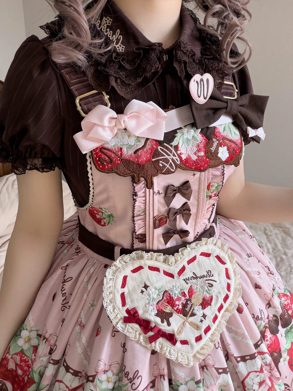 Strawberry Chocolate Lovers Sweet Lolita Embroidered Dress - image 41