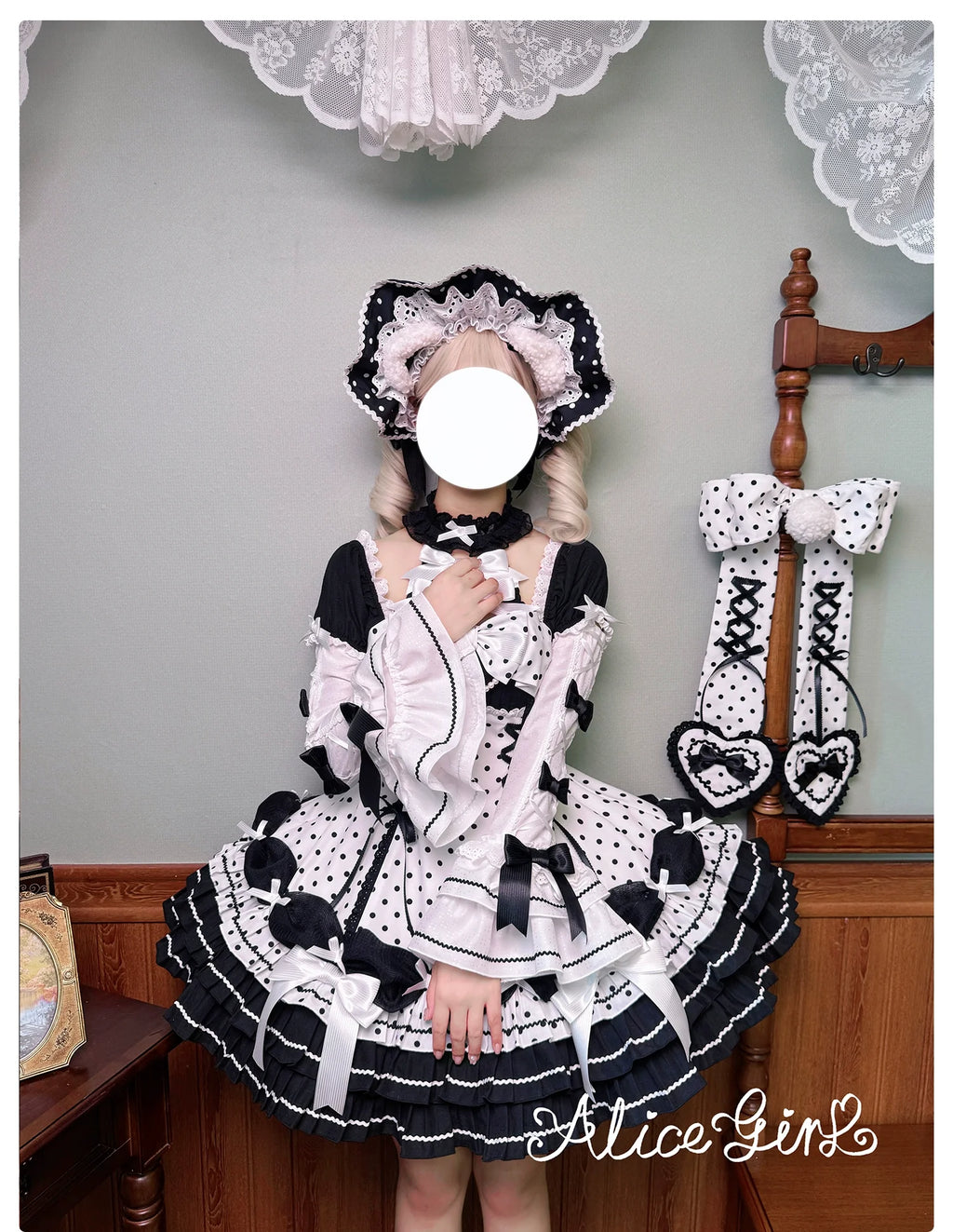 Old School Lolita Halter Neck OP Dress, Polka Dot Accent - image 26